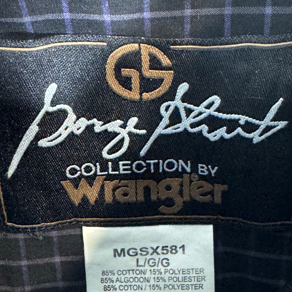 Wrangler George Strait Black Purple Check Button Down Shirt Large - Picture 3 of 7